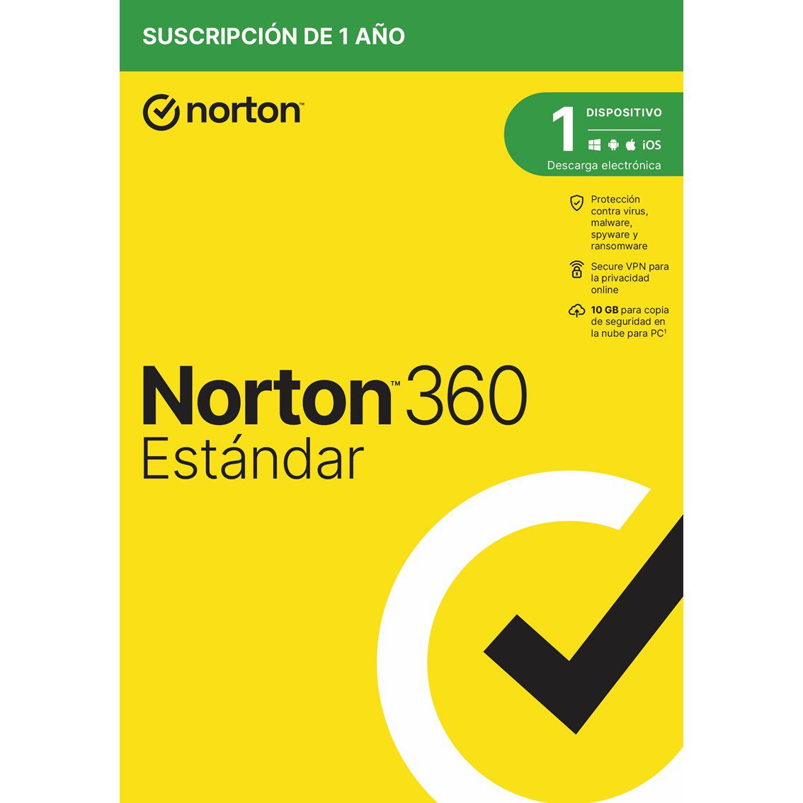 5397231019471 | P/N: 21433177 | Cod. Artículo: MGS0000013645 Antivirus norton 360 standard 10gb español 1 usuario 1 dispositivo 1 año esd electronica drmkey gum