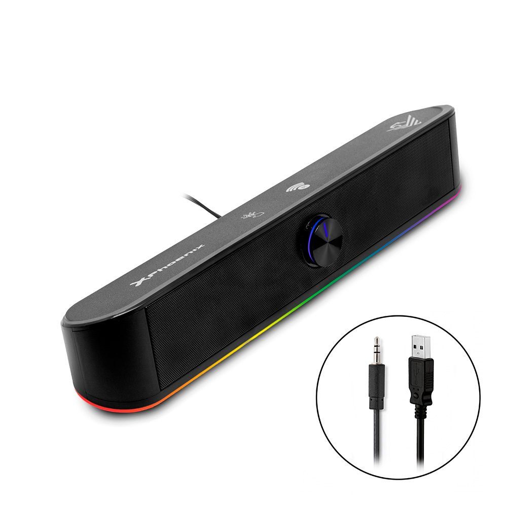 Phoenix ohmios barra sonido rgb 6w rms bt - bluetooth - usb - aux - botones tactiles - Imagen 3