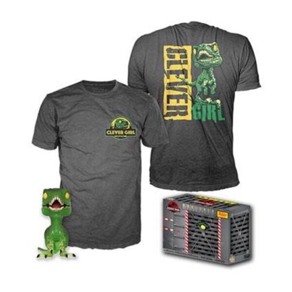 889698476300 | P/N: UT-47628L | Cod. Artículo: MGS0000005707 Pop & tee jurassic park clever raptor  funko + camiseta talla l