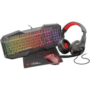 Pack Gaming Trust Gaming GXT 1180RW/ Teclado GXT 830-RW + Ratón GXT 105 + Auriculares + Alfombrilla 8713439231489 23148 TRU-PACK 23148