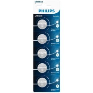 Pack de 5 Pilas de Botón Philips CR2025P5/01B Lithium/ 3V 4895229125032 CR2025P5/01B PHIL-PILA CR2025P5 01B