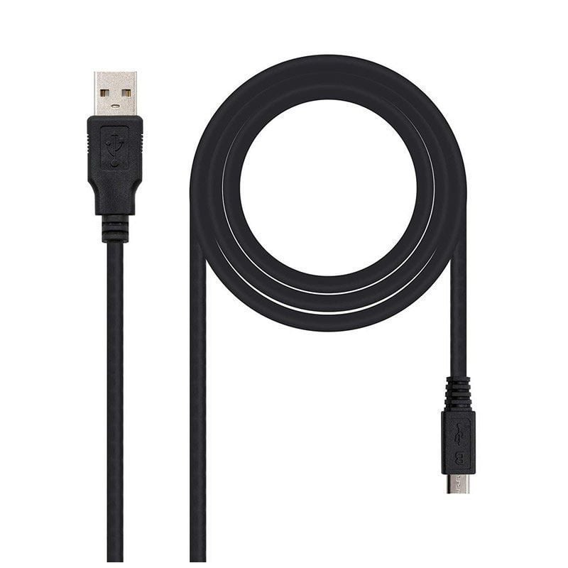 Cable USB 2.0 Nanocable 10.01.0501/ USB Macho - MicroUSB Macho/ 1.8m/ Negro 8433281000520 10.01.0501 NAN-CAB 10 01 0501