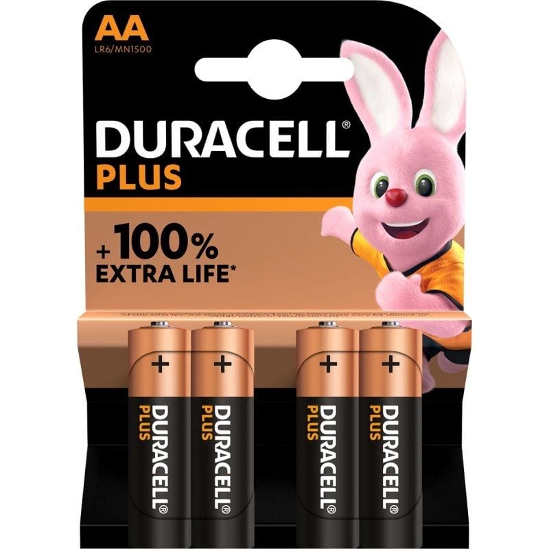 Pack de 4 Pilas AA Duracell Plus Extra Life LR6/ 1.5V/ Alcalinas 5000394140851 LR6/MN1500 DRC-PILA LR6 V2