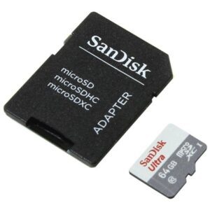 Tarjeta de Memoria SanDisk Ultra 64GB microSD XC con Adaptador/ Clase 10/ 100MB/s 619659185060 SDSQUNR-064G-GN3MA SND-MICROSD SDSQUNR064GGN3MA