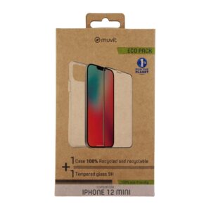 8426801162921 | P/N: MCPAK0039 | Cod. Artículo: DSP0000023478 Funda muvit para iphone 12 mini + protector pantalla vidrio templado plano marco negro