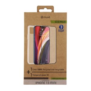 8426801165878 | P/N: MCPAK0057 | Cod. Artículo: DSP0000023474 Funda muvit para iphone 13 mini + protector pantalla vidrio templado plano marco negro