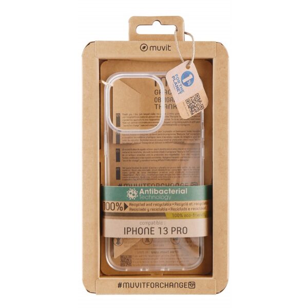 8426801165946 | P/N: MCCRS0189 | Cod. Artículo: DSP0000023430 Funda muvit recycletek para apple iphone 13 pro antibacterias transparente