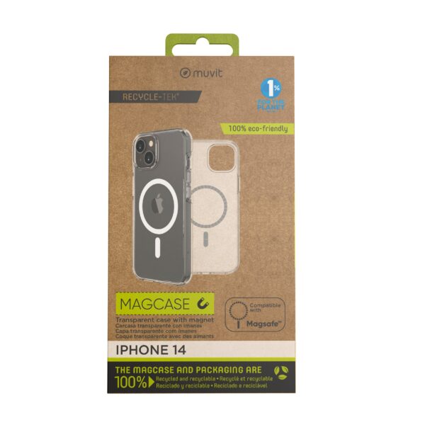 8426801167988 | P/N: MCBKC0281 | Cod. Artículo: DSP0000023458 Funda muvit recycletek magsafe para apple iphone 14 transparente