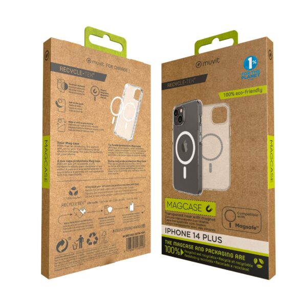 Funda muvit recycletek magsafe para apple iphone 14 plus transparente - Imagen 6