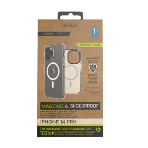 8426801168091 | P/N: MCSPS0019 | Cod. Artículo: DSP0000023450 Funda muvit recycletek magsafe shockproof 3m para apple iphone 14 pro transparente - negra