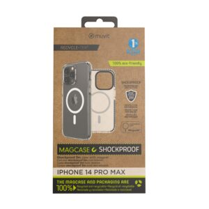 8426801168121 | P/N: MCSPS0021 | Cod. Artículo: DSP0000023451 Funda muvit recycletek magsafe shockproof 3m para apple iphone 14 pro max transparente - negra