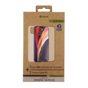 8426801168350 | P/N: MCPAK0066 | Cod. Artículo: DSP0000023470 Funda muvit para iphone 14 plus + protector pantalla vidrio templado plano marco negro