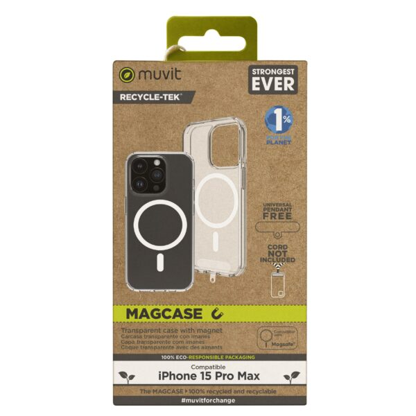 8426801171794 | P/N: MCBKC0295 | Cod. Artículo: DSP0000023456 Funda muvit recycletek magsafe para apple iphone 15 pro transparente