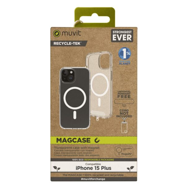 8426801171800 | P/N: MCBKC0296 | Cod. Artículo: DSP0000023457 Funda muvit recycletek magsafe para apple iphone 15 plus transparente