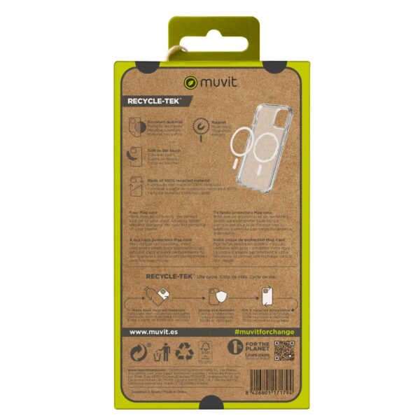 Funda muvit recycletek magsafe + soporte para iphone 15 pro max transparente - Imagen 6