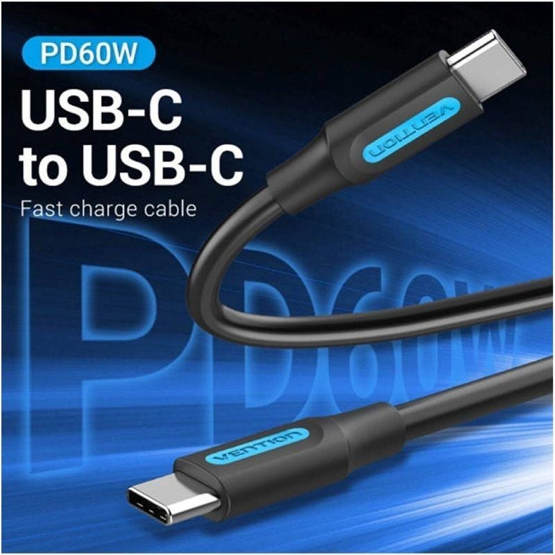 Cable-USB-2.0-Tipo-C-Vention-COSBD-USB-Tipo-C-Macho-USB-Tipo-C-Macho-Hasta-60W-480Mbps-50cm-Negro-6922794749436-COSBD-VEN-CAB-COSBD-1