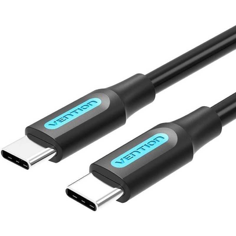 Cable USB 2.0 Tipo-C Vention COSBD/ USB Tipo-C Macho - USB Tipo-C Macho/ Hasta 60W/ 480Mbps/ 50cm/ Negro 6922794749436 COSBD VEN-CAB COSBD