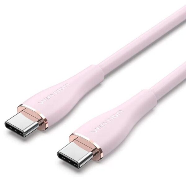 Cable USB 2.0 Tipo-C Vention TAWPF/ USB Tipo-C Macho - USB Tipo-C Macho/ Hasta 100W/ 480Mbps/ 1m/ Rosa 6922794768925 TAWPF VEN-CAB TAWPF