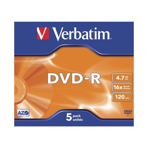 DVD-R Verbatim Advanced AZO 16X/ Caja-5uds 023942435198 43519 VERB-DVD-R 4.7GB 5U
