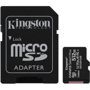 Tarjeta de Memoria Kingston CANVAS Select Plus 512GB microSD XC con Adaptador/ Clase 10/ 100MBs 740617298727 SDCS2/512GB KIN-MICROSD SDCS2 512GB