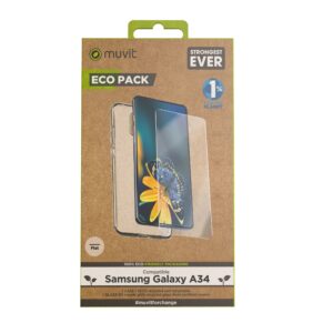 8426801170889 | P/N: MCPAK0077 | Cod. Artículo: DSP0000023493 Funda muvit para samsung galaxy a34 + protector de pantalla vidrio templado plano