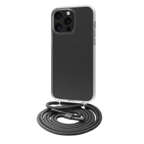 8426801172920 | P/N: MCBKC0301 | Cod. Artículo: DSP0000023409 Funda muvit recycletek para apple iphone 15 pro transparente + colgante negro