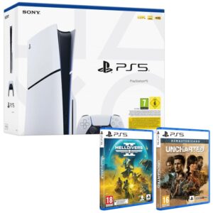 8431305033493 | P/N:  | Cod. Artículo: MGS0000021757 Consola ps5 sony playstation 5 slim 1tb chasis d + uncharted legacy collection + helldivers