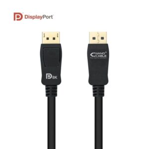 Cable DisplayPort 1.4 8K Nanocable 10.15.2502/ DisplayPort Macho - DisplayPort Macho/ 2m/ Certificado/ Negro 8433281009943 10.15.2502 NAN-CAB 10 15 2502