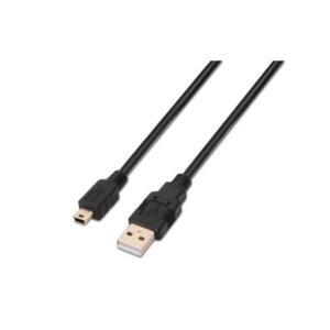 Cable USB 2.0 Aisens A101-0026/ USB Macho - USB Mini Macho/ Hasta 2.5W/ 60Mbps/ 3m/ Negro 8436574700251 A101-0026 AIS-CAB A101-0026