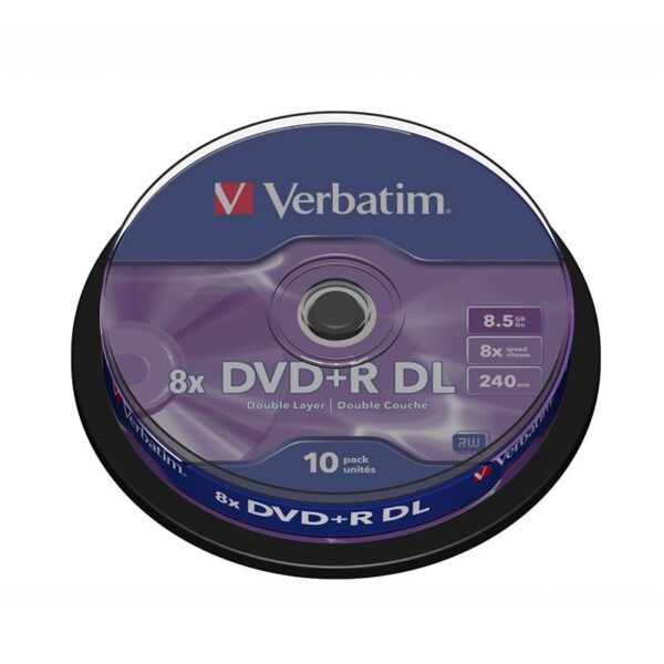 DVD+R Doble Capa Verbatim Advanced AZO 8X/ Tarrina-10uds 023942436669 43666 VERB-DVD+R DC 8.5GB 10U
