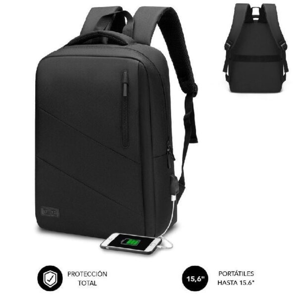 Mochila Subblim City Backpack para Portátiles hasta 15.6"/ Puerto USB/ Negra 8436586741761 SUB-BP-2BL2002 SUB-MOCHI BP-2BL2002