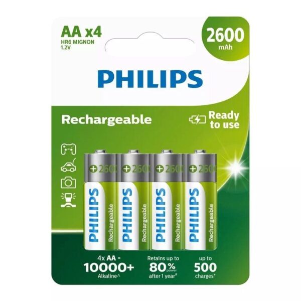 Pack de 4 Pilas AA Philips R6B4B260/10/ 1.2V/ Recargables 8710895959520 R6B4B260/10 PHIL-PILA R6B4B260 10