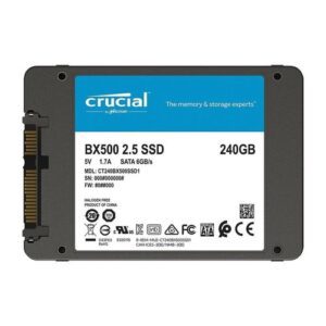 SSD CRUCIAL 2.5" 240GB SATA3 BX500 649528787323 P/N: CT240BX500SSD1 | Ref. Artículo: CT240BX500SSD1
