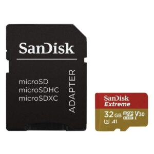 Tarjeta de Memoria SanDisk Extreme 32GB microSD HC UHS-I con Adaptador/ Clase 10/ 100MBs 619659155827 SDSQXAF-032G-GN6MA SND-MICROSD EXTRM 32GB ADP