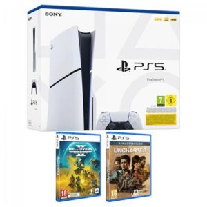 8431305033493 8431305033493 CONSOLA SONY PS5 SLIM LECTOR CHASIS D + UNCHARTED LEGADO LADRONES + HELLDIVERS 2