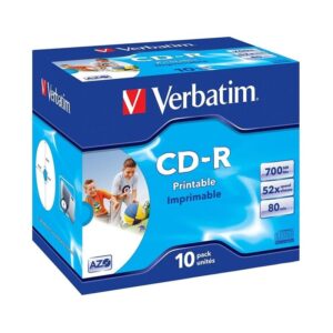 CD-R Verbatim AZO Imprimible 52X/ Caja-10uds 023942433255 43325 VERB-CD PRINT 700MB 10U