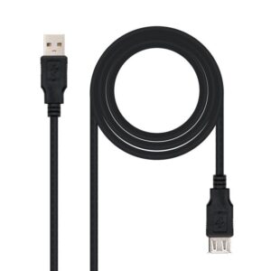Cable Alargador USB 2.0 Nanocable 10.01.0202-BK/ USB Macho - USB Hembra/ 1m/ Negro 8433281002975 10.01.0202-BK NAN-CAB 10 01 0202-BK