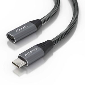 Cable Alargador USB 3.2 Aisens A107-0760/ USB Tipo-C Macho - USB Tipo-C Hembra/ Hasta 100W/ 20Gbps/ 50cm/ Gris 8436574709650 A107-0760 AIS-CAB A107-0760