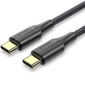 Cable USB 2.0 Tipo-C 3A Vention TAUBD/ USB Tipo-C Macho - USB Tipo-C Macho/ Hasta 60W/ 480Mbps/ 50cm/ Negro 6922794766495 TAUBD VEN-CAB TAUBD