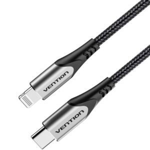 Cable USB 2.0 Tipo-C Lightning Vention TACHH/ USB Tipo-C Macho - Lightning Macho/ Hasta 27W/ 480Mbps/ 2m/ Gris y Negro 6922794744752 TACHH VEN-CAB TACHH