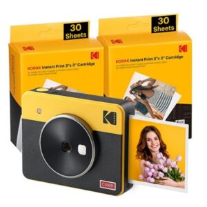 Cámara Digital Instantánea Kodak Mini Shot 3 Retro/ Tamaño Foto 7.62x7.62cm/ Incluye 2x Papel Fotográfico/ Amarillo 192143003441 C300RY60 KOD-CAMARA MSHOT3 R PYE