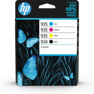 HP Paquete de 4 cartuchos de Tinta Original 934 negra/935 cian/magenta/amarilla 0195122352257 | P/N: 6ZC72AE | Ref. Artículo: 1354570