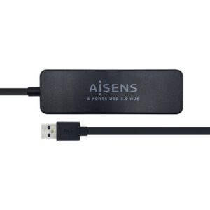 HUB AISENS USB3.0 4 PTOS A/M - A/H 0.30M NEGRO 8436574704112 P/N: A106-0399 | Ref. Artículo: A106-0399