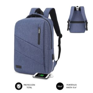 Mochila Subblim City Backpack para Portátiles hasta 15.6"/ Puerto USB/ Azul 8436586741587 SUB-BP-2BL2001 SUB-MOCHI BP-2BL2001
