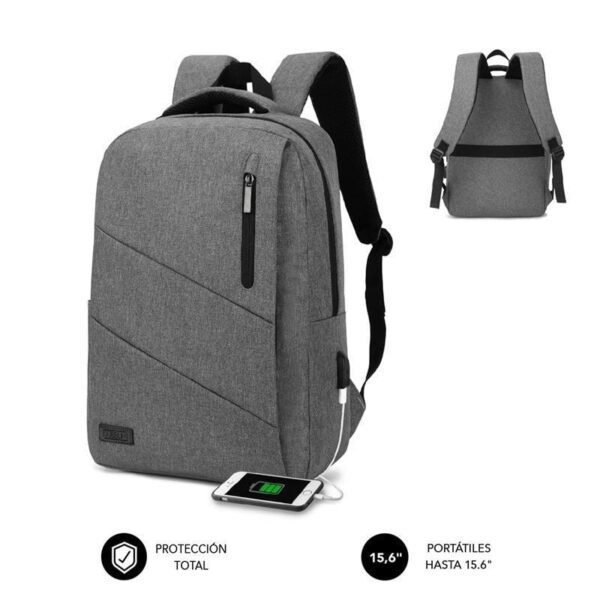 Mochila Subblim City Backpack para Portátiles hasta 15.6"/ Puerto USB/ Gris 8436586741570 SUB-BP-2BL2000 SUB-MOCHI BP-2BL2000