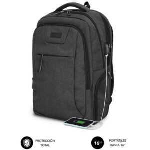 Mochila Subblim Professional Air Padding Backpack para Portátiles hasta 16"/ Puerto USB/ Negra 8436586742188 SUBBP-4PA2100 SUB-MOCHI P AIR PAD B 16 BK