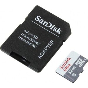 Tarjeta de Memoria SanDisk Ultra 32GB microSD HC con Adaptador/ Clase 10/ 100MB/s 619659184377 SDSQUNR-032G-GN3MA SND-MICROSD SDSQUNR032GGN3MA