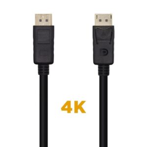 Cable DisplayPort 1.2 4K Aisens A124-0455/ DisplayPort Macho - DisplayPort Macho/ 1m/ Negro 8436574705096 A124-0455 AIS-CAB DP A124-0455