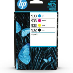 HP Paquete de 4 tintas Originales 932 negro y 933 cian/magenta/amarillo 0195122352233 | P/N: 6ZC71AE | Ref. Artículo: 1354569