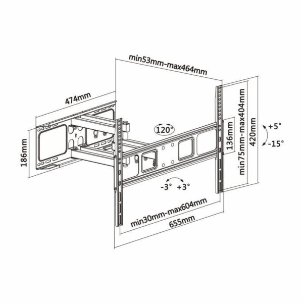 Soporte de Pared Giratorio/ Inclinable/ Nivelable Aisens WT70TSLE-023 para TV de 37-70"/ hasta 40kg - Imagen 5